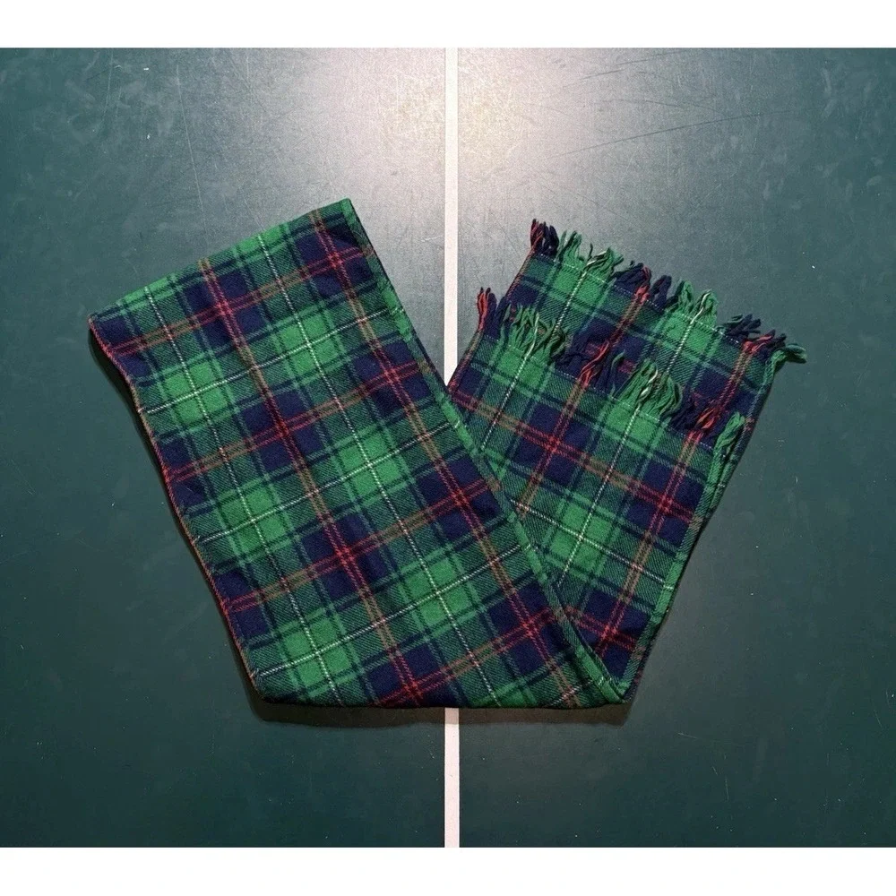 Vintage Pendleton Woolen Mills Tartan Plaid Pure‎ Virgin Wool Scarf Made In USA